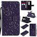 Produktbild Moto X Style Hülle, Dfly Premium Slim PU Leder Mandala Blume Prägung Muster Flip Hülle Bookstyle Stand Slot Schutzhülle Tasche Wallet Case für Motorola Moto X Style, Lila
