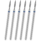 YUXIANLB Set of 6 Flame Shape Cuticle Drill Bits with Case Professional 3/32 Inch Nail Carbide Tips Clean Nail Tips for Home