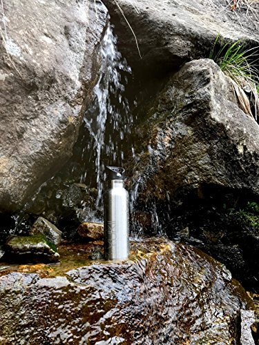 Robuste Design-Trinkflasche, Thermosflasche YUKII BAMBOO: doppelwandig, Edelstahl, 600 ml, inkl. 2 Trinkverschlüssen und gratis Bürste. Perfekt für Sport und Freizeit. - 5