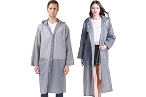 Vspek 2 Pezzi Impermeabile Poncho Mantelle Poncho Antipioggia Impermeabile Riutilizzabili Mantella Antipioggia Eva Poncho Impermeabile con Cappuccio e Maniche per Uomini e Donne Adulti
