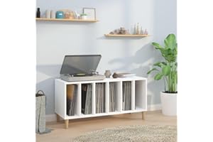 prissent Mobile Porta Dischi Bianco 100x38x48 cm in Legno Multistrato Mobiletto Multiuso Credenza Soggiorno Mobiletto TV Mobile Porta CD Scaffale Porta CD Scaffale Legno Porta Dischi Vinile