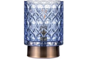 ‎PAULEEN Pauleen 48242 Chic Glamour mobile Tischleuchte Glas Tischlampe Timerfunktion 6H Batterie Glaslampe ohne Kabel Blau/Messing