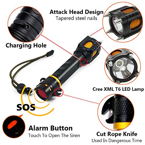TEFOMATE Hohe Energie Cree XML T6 1200 Lumen Aluminium Taktisch LED Wiederaufladbare Taschenlampen, Inklusive 1 x 18650 Batterie und ladegerät - 3