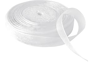 Bealif 45M White Organza Ribbon 15mm for Gift Wrapping, Sheer Chiffon Ribbon Birthday Party Ribbon for Florist Flower DIY Sewing Project Wedding Valentine's Day Anniversary Decoration, 1.5CM