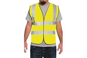 WILES EAGLE Mens Yellow High Visibility Waistcoat, Safety Vests Reflective Florescent High Vis Vests