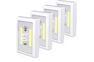 Lzonunl Wardrobe Light, Super Bright Stick On Night Light, Battery Operated Cupboard Lights, Stick Anywhere, Cordless LED Under Cabinet Light for Closet, Attic, Shed, Basements, Hallway(4 Pack)