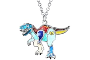 DOWAY Cute Enamel Triceratops Dinosaur Necklace Pendant for Women Girls Fantasy Jewelry Gifts