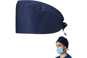 WJELET 1 Pcs Surgical Cap, Surgical Cap Adjustable Cotton Scrub Hat, Breathable Medical Doctor Nurse Cap for Men and Women, Comfortable for Long Wear(Navy blue)