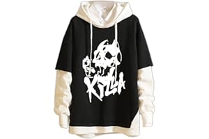 ACSEFIRE Sudadera de Anime Unisex Sudadera con Capucha de Manga Larga de JoJo's Bizarre Adventure Kujo Jotaro Falso Dos suéter Jojo Hoodie