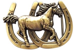 JEAN'S FRIEND Antique Bronze Plated Horse Horseshoe Belt Buckle also US Stock
