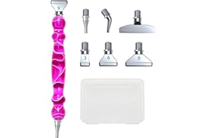TONAUP Kit de peinture diamant, accessoires et outils de peinture diamant, 6 styles, 5d Drill Pen fileté, têtes de rechange en métal pour stylo de peinture diamant