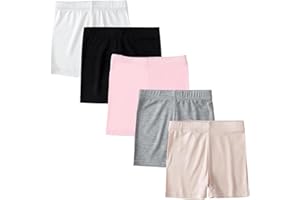 AOOPOO Lot de 5 Short Fille Coton sous Robe Cycliste Legging Court Gymnastique Danse Sport Pantalon Été Uni pour Bébé Enfants Filles 1-11 Ans Shorts de Sécurité