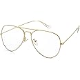 Kursan Clear Lens Aviator Glasses for Women Men Fashion Metal Frame Non-Prescription Eyeglasses