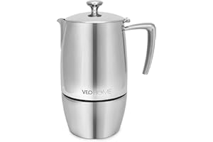 VeoHome Cafetière Italienne inox – Cafetière Moka Induction, Gaz, Céramique Style Expresso (500 mL)