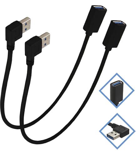 System-S Angolo di 90° gradi ad angolo sinistro, USB A (maschio) a USB A ( maschio) pannello di montaggio spina USB cavo di prolunga