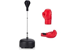 ‎GYMAX GYMAX Punchingball Boxen Set höhenverstellbar, Standboxball mit Befüllbarer Basis, Freistehender Boxstand mit Boxhandschuhen, für Erwachsene & Kinder, für Boxing, Kickboxing & Stressabbau