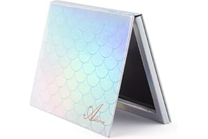 ‎ALLWON Allwon Magnetic Palette Mermaid Leere Make-up-Palette mit Spiegel und 30 Stück Kleber Leere Palette Metallaufkleber für Lidschatten Lippenstift Rouge Puder (Silber)