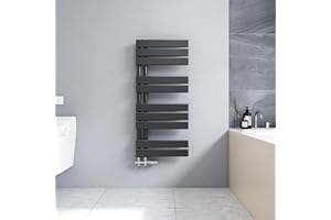 Meykoers Radiador toallero plano 90x40cm，radiador toallero baño panel antracita toallero secador conexión lateral diseño