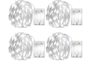 OEMG Guirlande Lumineuse 5m 50 LED - Guirlande Lumineuse a Pile Mini Led Intérieur Girlande de Lumière Decoration pour Chambre Noël Mariage Soirée Maison Jardin Fairy Lights, Blanc Froid Lot de 4