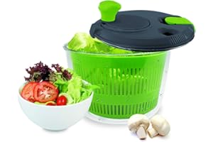 NERTHUS FIH 018 018-Centrifugeuses salades de 20 cm de diamètre, avec Fermeture de sécurité et 2 Sorties/entrées pour Liquide, Couleur Transparent, Blanc, Vert, Origine