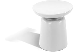 Kloris Tavolino Sgabello basso bianco in polietilene per interni ed esterni h 40 cm diametro 38 cm. Made in Italy.