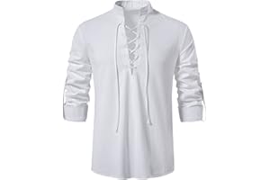 YAOHUOLE Lniana koszula męska z długim rękawem, koszula męska, regularny krój