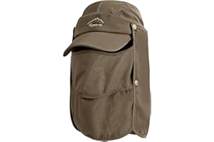 TAGVO Sombrero de Sol con Cubierta de Cuello Desmontable, Protección UPF 50+ Sombreros y Gorras de Pescador Transpirables, Plegable Secado Rápido Sombreros de Acampada y Marcha para Hombres Mujeres