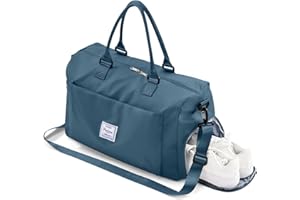 BOXSAM Sporttasche & Reisetasche für Damen und Herren, Tasche für Sport Fitness mit Schuhfach Nassfach, Sport Travel Bag Weekender mit Trolleyhülle, Wasserdicht Trainingstasche Gym Bag Blau