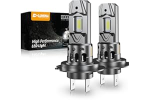 D-Lumina Bombilla H7 LED Canbus,100W 16000LM 6500K Chip CSP Super Brillante Luz Alta y Luz Baja, Lámpara Halógena de Diseño de Reemplazo 1:1 con Ventilador Sin Polaridad, Plug and Play, 2 piezas