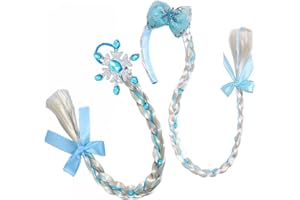 NUOGUAYI Parrucche lunghe intrecciate da principessa, Principessa Parrucca Rapunzel Bambina, Parrucca Bionda Lunghe Trecce Capelli, Cerchietti per capelli da principessa, treccia con capelli lunghi (2PCS)