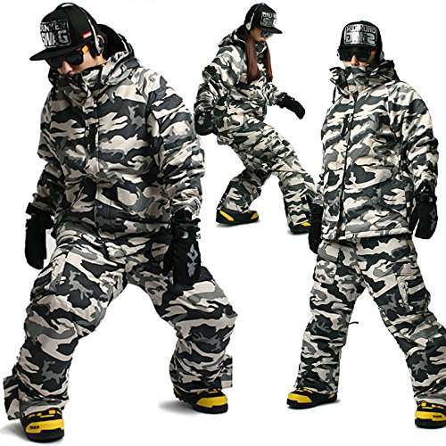 Southplay Chaqueta y pantalón de esquí-Snowboard de diseño Militar Impermeable para Hombre (Medium)
