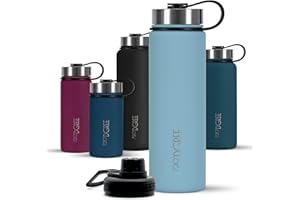 720°DGREE Butelka do picia ze stali nierdzewnej "noLimit" - 410ml, 530ml, 710ml, 950ml, 1.2l - szczelna, wolna BPA - izolowana butelka nakrętką dla dzieci, szkoły, fitness +darmowa pokrywka sportowa