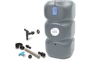 YourCasa Tanque de lluvia de 320 litros [Aquablock] incluye conector para bajante, grifo y tapa, barril de agua de forma cuadrada, a prueba de heladas, depósito de agua de lluvia, para jardín (gris)