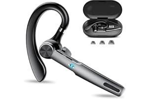 QECNATO Bluetooth Headset Wireless Freisprech Telefon, 5.3 Bluetooth Headset Handy mit 60H Spielzeit, ENC Dual Mic Geräuschunterdrückung Ohrhörer, Earbuds mit Ladecase für Business/Büro/Autofahren, Schwarz