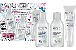 Redken Acidic Bonding Concentrate Weihnachtsset, Geschenkset mit ABC Shampoo, Conditioner und Leave-In, Zur intensiven Reparatur bei geschädigtem & coloriertem Haar, Schützt vor Farbverlust