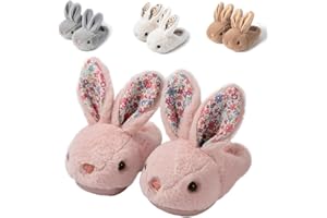 Nasogetch Chaussons Enfant Garçon Fille Hiver Pantoufles Antidérapants Bébé Peluche Lapin Mignon Chaud Chaussures
