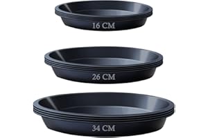KUNJOCY 12 Pcs Plant Pot Saucers, 16 cm 26 cm 34 cm Garden Plant Pot Trays Plastic Flower Pot Saucers Round Water Tray Catcher Plant Pot Bases for Indoor Outdoor Garden (16 CM, 26 CM, 34 CM, 4 of Each Size)