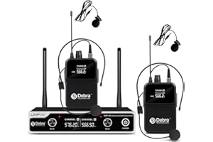 D Debra UHF UBR-102 Microfono Wireless sulla testa, portata 80m, anti-rumore, per chiesa, incontro, karaoke, matrimonio (2 bodypack)