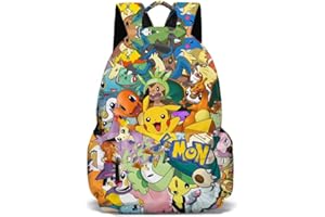 TEMOLIE Plecak dziecięcy torba szkolna chłopcy dziewczęta nastolatki gra pokeball żółta torba studencka na książki dla fanów gier