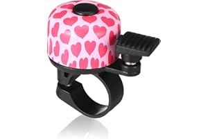 SHINHERYEE Lindo timbre de bicicleta para niños, timbre de bicicleta infantil, timbre de bicicleta para niños, timbre de bicicleta ruidoso para niñas (corazón rosa)