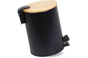 GREELUE 3L Kosmetikeimer Metall, Badezimmer Mülleimer mit deckel, Mülleimer Bad mit Absenkautomatik (Soft Close) (Schwarz 3L)