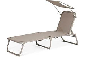 Park Alley Sonnenliege klappbar - Gartenliege wetterfest, Liegestuhl klappbar mit Sonnenschirm - hochwertiger Aluminium Rahmen - Outdoor Liegestuhl für Balkon & Garten - Belastbar bis 100kg