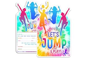 ZELAITE Biglietti d'invito per festa Jump Compleanno per bambini Ragazzo Ragazza Invito per festa Jump Biglietti d'invito per trampolino Festa di compleanno per bambini (E) Confezione da 12