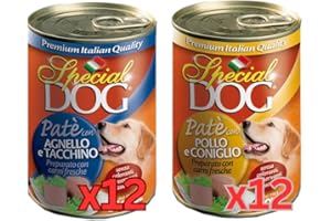 GENERICO MONGE SPECIAL DOG PATÉ 24 PEZZI DA 400 GR. CANE ADULTO - CIBO PER CANI - (Gusto, Misto 3 12 agnello/tacchino - 12 pollo/coniglio)