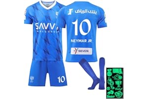 Tkcumwcz Maglie da Calcio, Set Maglie di Calcio per Bambini, Maglia da Calcio Numero 10, Kids Soccer Jersey Include T-Shirt, Pantaloncini, Calzini e Adesivi