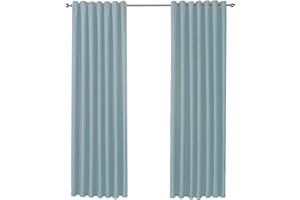 Olivia Rocco Blackout Eyelet Curtains Black Out Thermal Ring Top Curtain Pair Window Treatment Living Room Bedroom, 66" (Width) x 72" (Drop) Duck egg