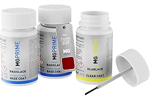 MG PRIME Pintura del coche Set de lápices de retoque para Toyota 3U5 Emotional Red 2 Metallic/Emotional Red Metallic 2 Pintura de fondo/base pintura transparente, 50 ml cada uno