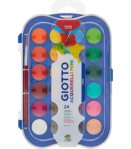 Herlitz Estuche De Acuarelas – 24 Colores Con Blanco, Cubetas Sustituibles, Tapa Con Paleta, Según DIN 5023