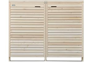 Lukadria Mülltonnenbox Mülltonnenverkleidung Mülltonnecontainer Holz Natur 240L vormontiert mit Rückwand Mod.Adria24 (2 Tonnen)