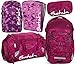 Produktbild satch match Purple Leaves 5er Set Rucksack, Sporttasche, Schlamperbox, Heftebox & Regencape Lila